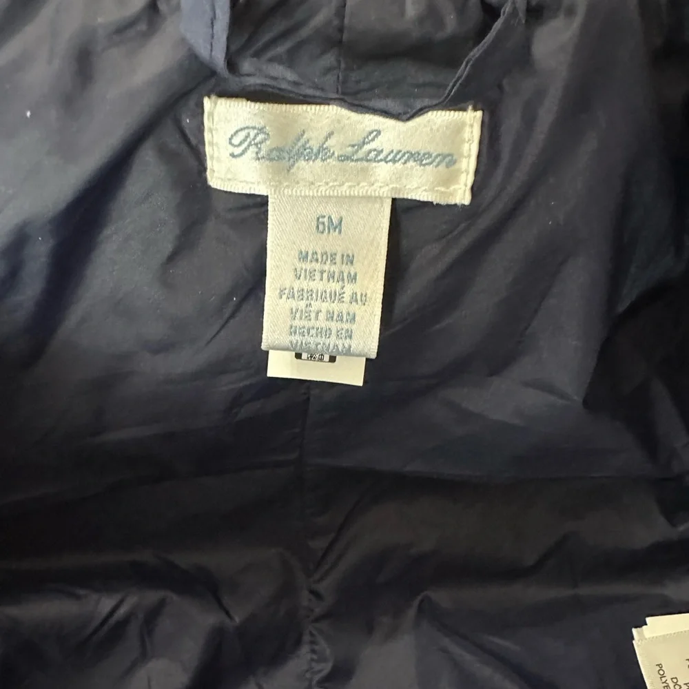 Ralph Lauren water repellent Navy Quilted Baby Snowsuit